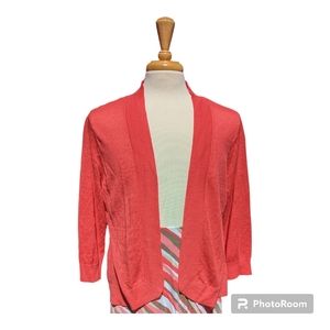 Tommy Bahama Linen Open-Front Cardigan Sweater Coral Pink Women's Size XL